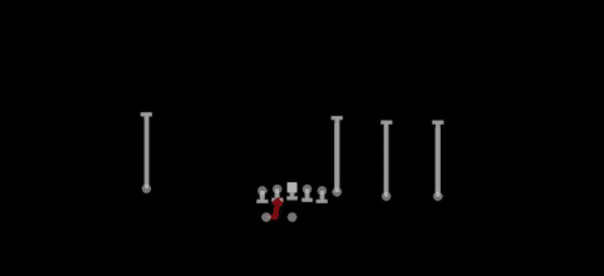Play diagram for HB Draw from Shotgun Y Trips Wk in Madden 27