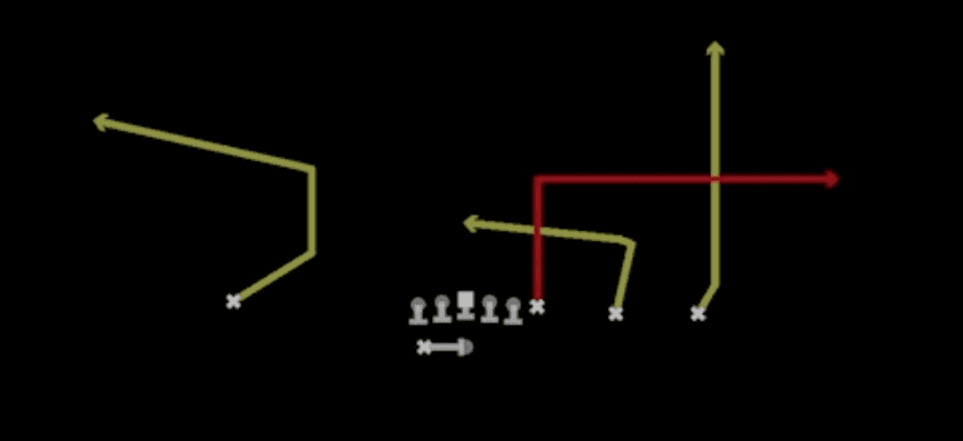 Play diagram for PA Y-Out from Shotgun Y Trips Wk in Madden 27