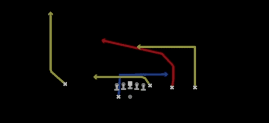Play diagram for Philly Slot Cross from Shotgun Y Trips Wk in Madden 27