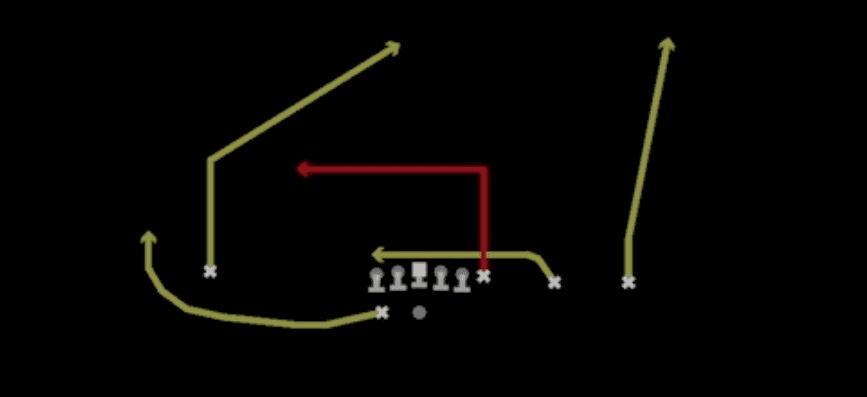 Play diagram for Slot Drive from Shotgun Y Trips Wk in Madden 27