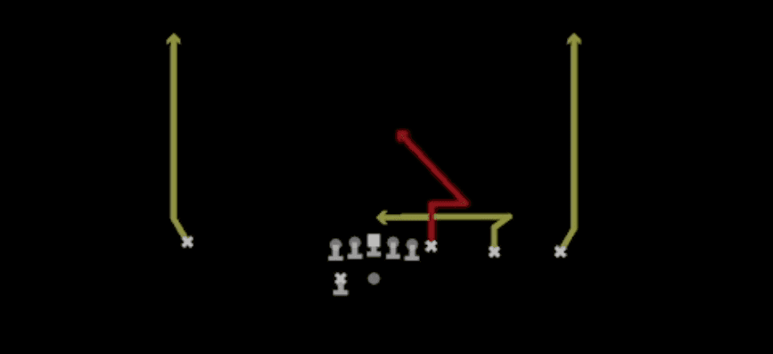 Play diagram for Stick N Nod from Shotgun Y Trips Wk in Madden 27