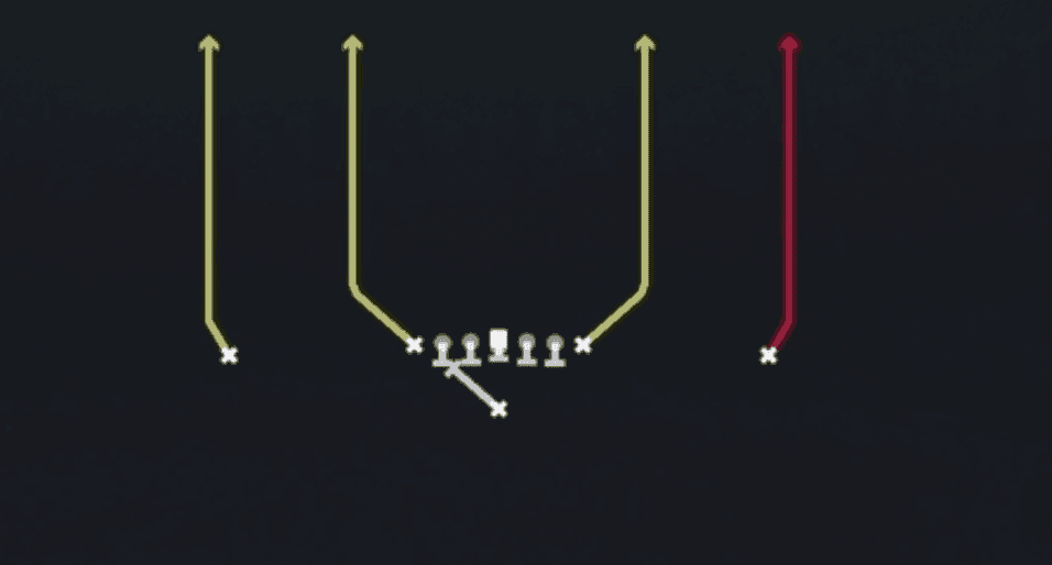 Play diagram for PA All Go from Singleback Ace in Madden 27