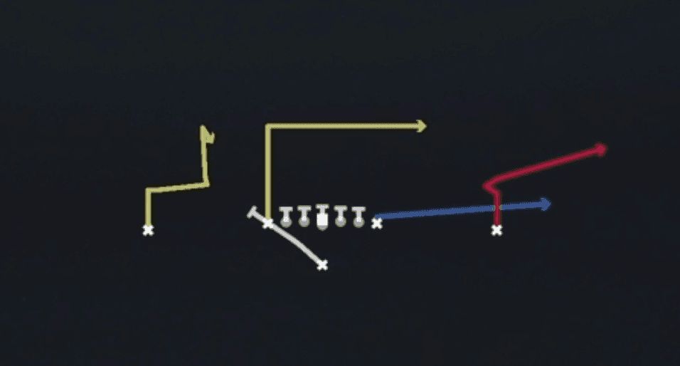 Play diagram for PA Boot from Singleback Ace in Madden 27