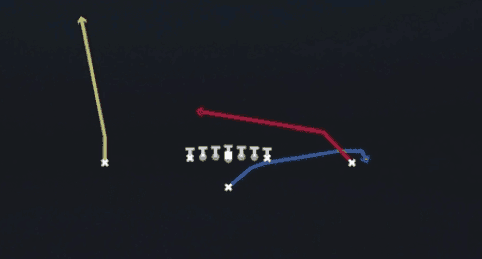 Play diagram for PA Stretch from Singleback Ace in Madden 27