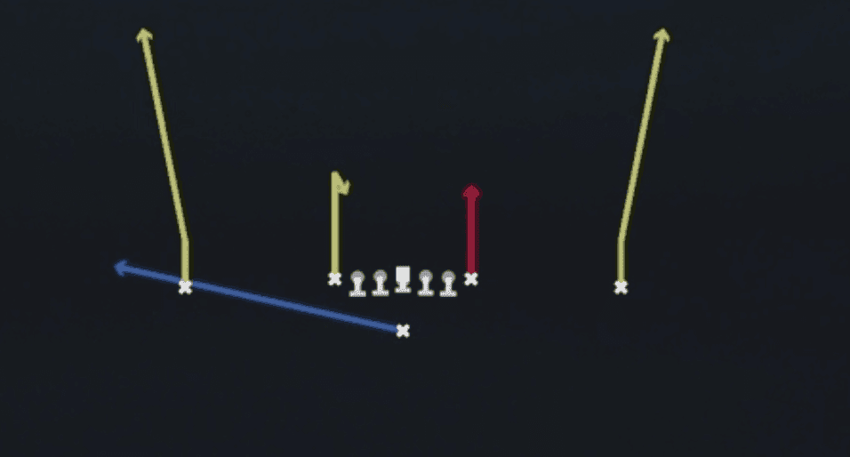 Play diagram for TE Seam Option from Singleback Ace in Madden 27