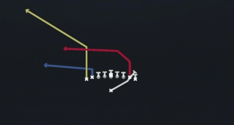 Play diagram for PA Boot Lt from Singleback Ace Double Wing in Madden 27