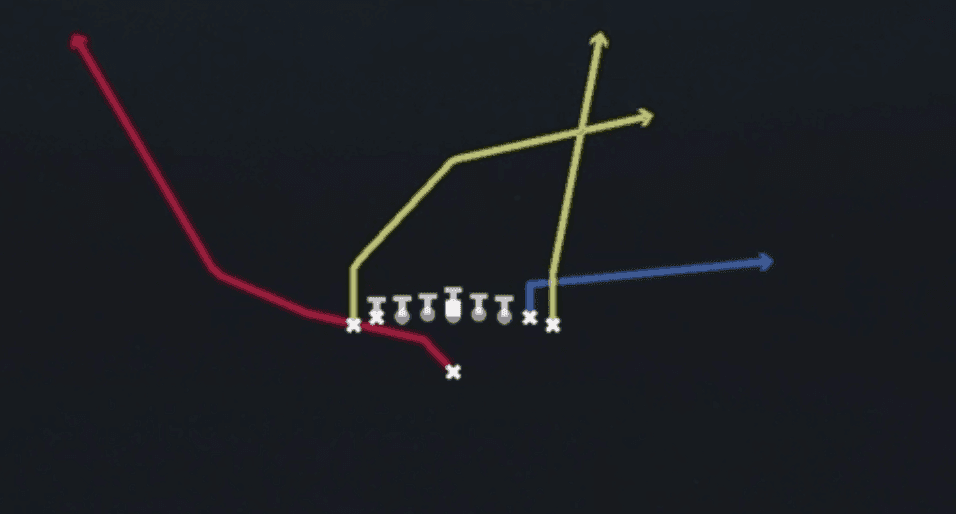 Play diagram for PA HB Wheel from Singleback Ace Double Wing in Madden 27