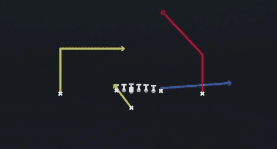 Play diagram for PA Belly Shot from Singleback Ace Overload in Madden 27