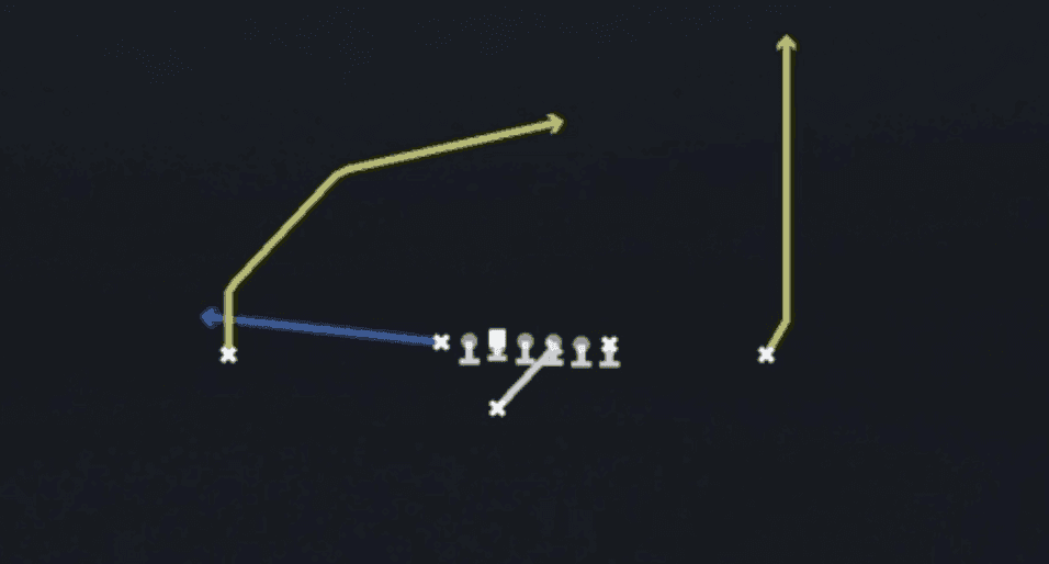 Play diagram for PA LT Sneak from Singleback Ace Overload in Madden 27