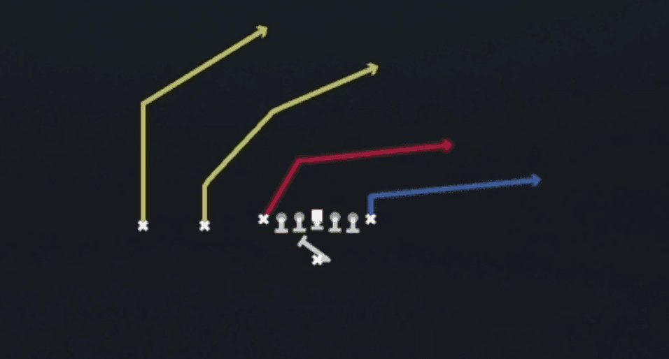 Play diagram for PA Ctr Waggle from Singleback Ace Slot in Madden 27