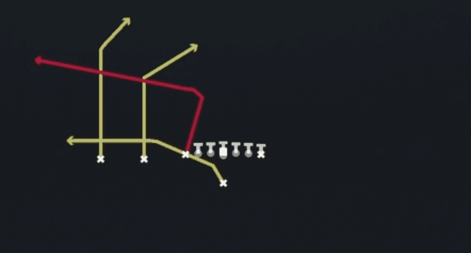 Play diagram for PA Scissors Flood from Singleback Ace Slot in Madden 27