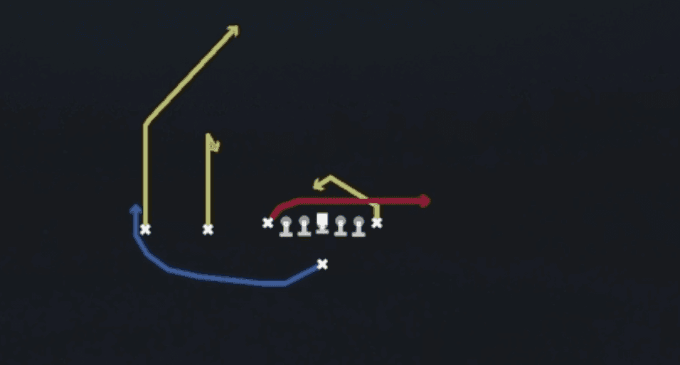 Play diagram for Texan Y Drag from Singleback Ace Slot in Madden 27