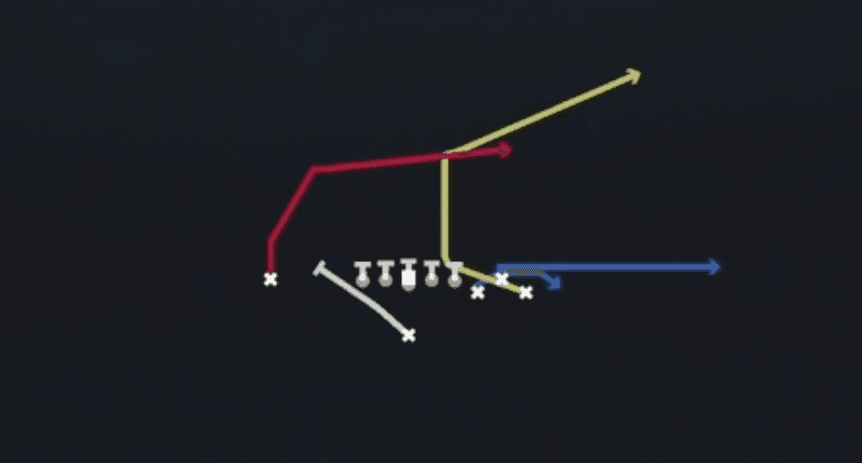 Play diagram for PA Boot Rt from Singleback Bunch Ace in Madden 27