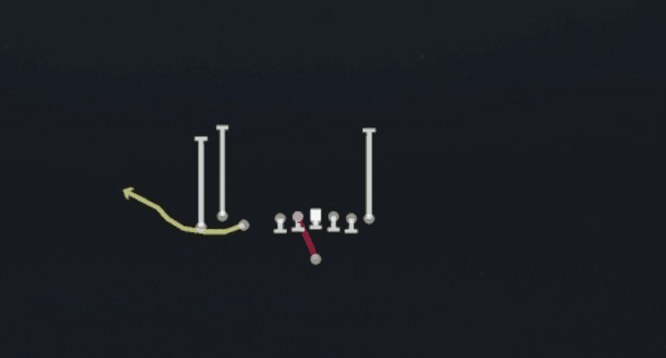 Play diagram for HB Pump Draw from Singleback Bunch TE in Madden 27