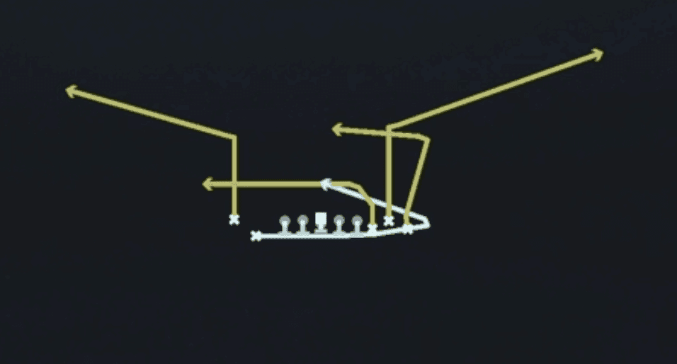 Play diagram for Fk Flat Trail from Singleback Bunch X Nasty in Madden 27
