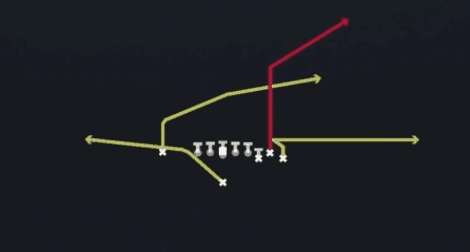 Play diagram for PA Boot from Singleback Bunch X Nasty in Madden 27
