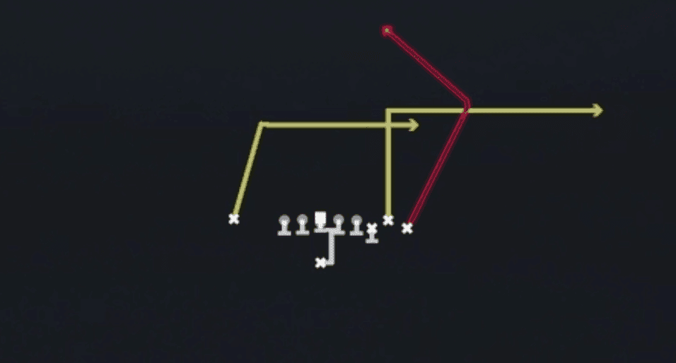 Play diagram for PA Post Dig from Singleback Bunch X Nasty in Madden 27