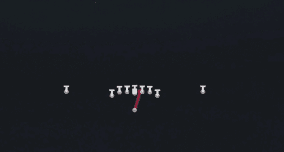 Play diagram for HB Dive from Singleback Deuce in Madden 27