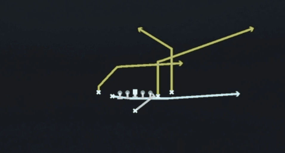 Play diagram for PA Boot Scissors from Singleback Deuce Close in Madden 27
