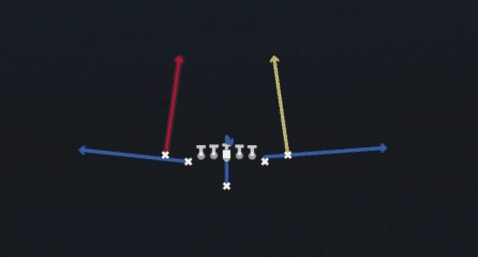 Play diagram for PA Deep Read from Singleback Deuce Close in Madden 27