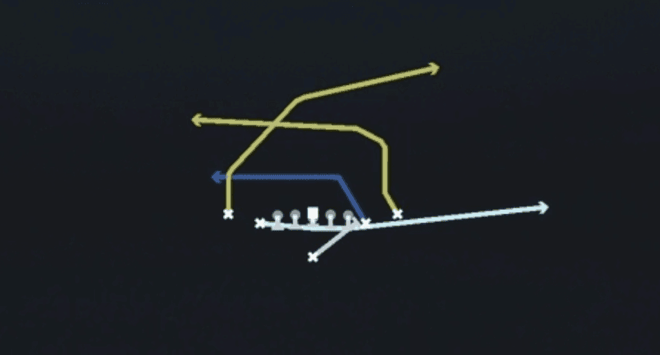 Play diagram for PA Mtn Spider Y Leak from Singleback Deuce Close in Madden 27