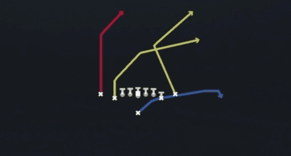 Play diagram for PA Stretch Shot from Singleback Deuce Close in Madden 27