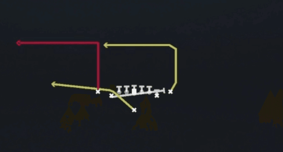 Play diagram for PA X Deep Out from Singleback Deuce Close in Madden 27