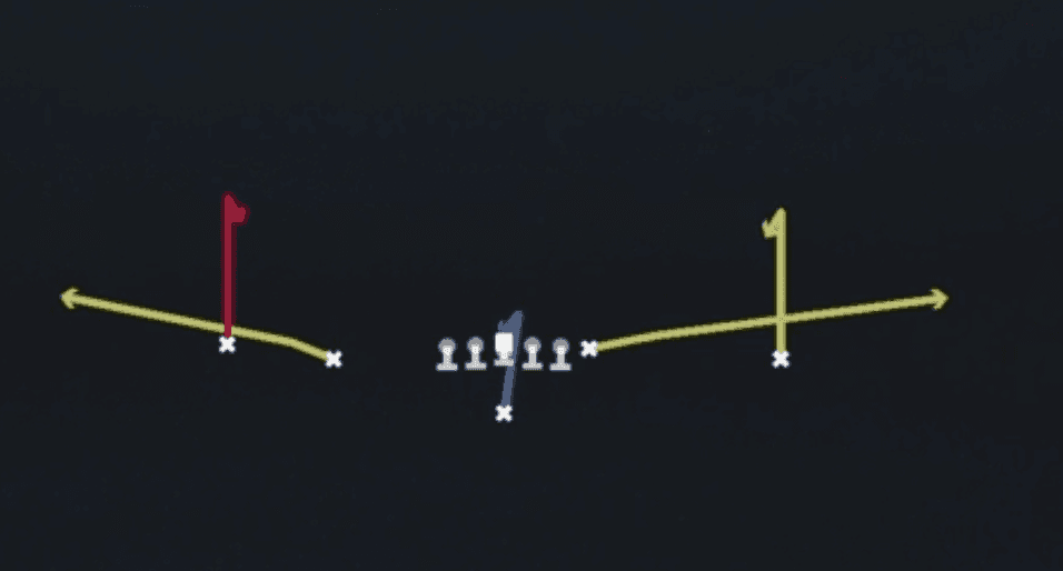 Play diagram for Curl Flats from Singleback Doubles in Madden 27