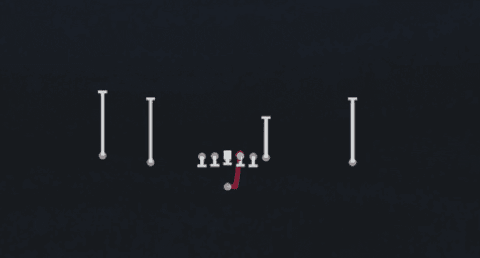 Play diagram for HB Draw from Singleback Doubles in Madden 27