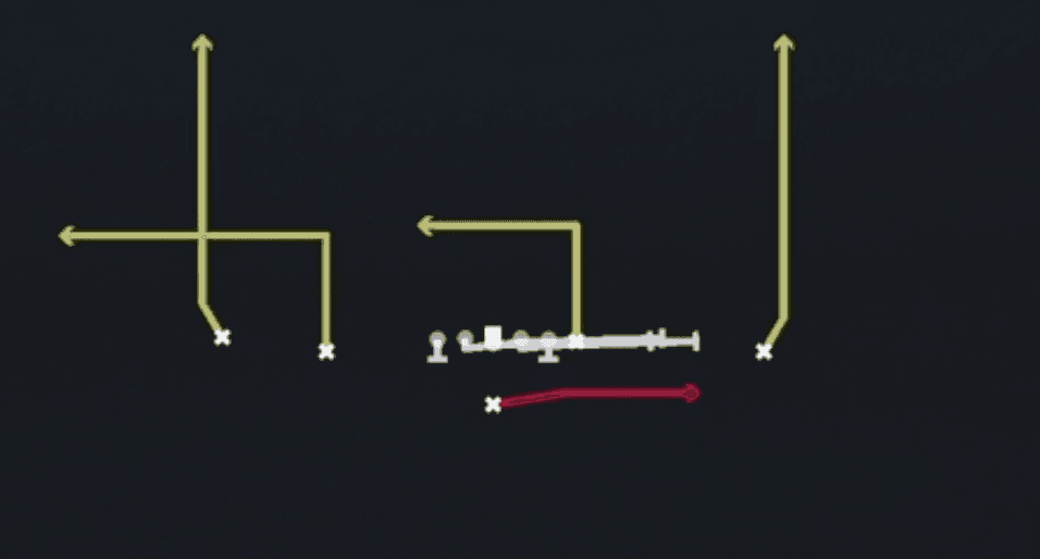 Play diagram for HB Slip Screen from Singleback Doubles in Madden 27