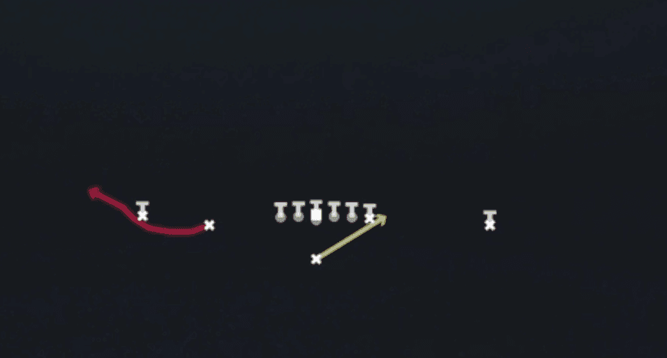 Play diagram for HB Stretch Alert Bubble from Singleback Doubles in Madden 27
