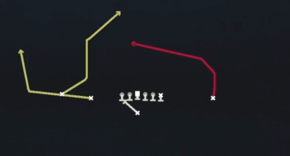 Play diagram for PA Draw Shot from Singleback Doubles in Madden 27