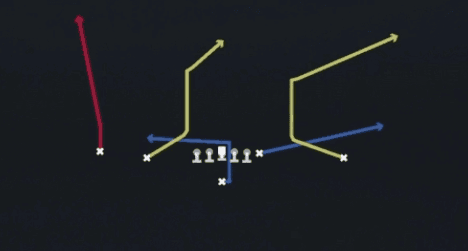 Play diagram for PA HB Look from Singleback Doubles in Madden 27