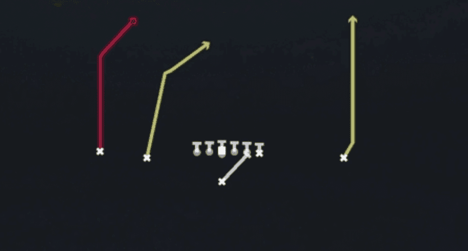 Play diagram for PA Zone Shot from Singleback Doubles in Madden 27