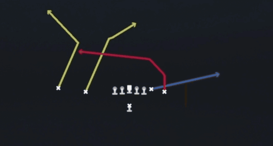 Play diagram for Z-Close Cross from Singleback Doubles in Madden 27
