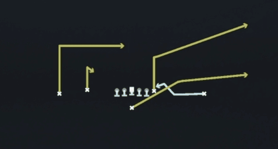 Play diagram for Z Spot from Singleback Doubles Flex in Madden 27