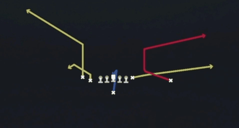 Play diagram for WR Corner from Singleback Doubles North in Madden 27