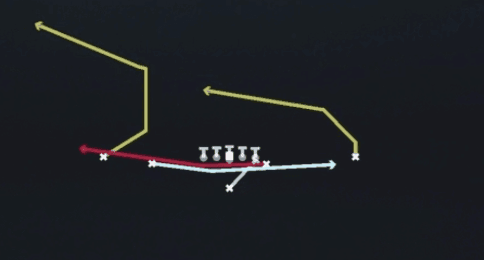 Play diagram for Jet PA Boot from Singleback Doubles Y Off in Madden 27