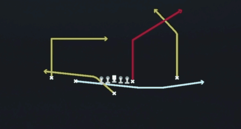 Play diagram for PA Jet Sweep Scissors from Singleback Doubles Y Off in Madden 27