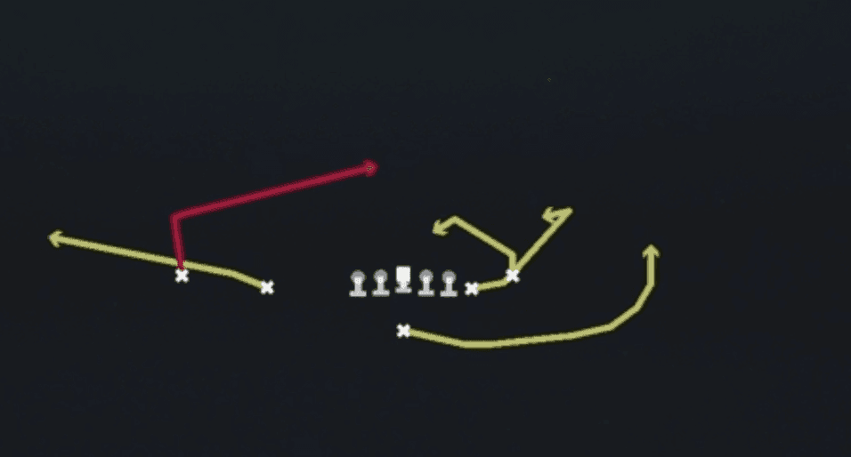 Play diagram for Dragon Spacing from Singleback Doubles Y Off Close in Madden 27