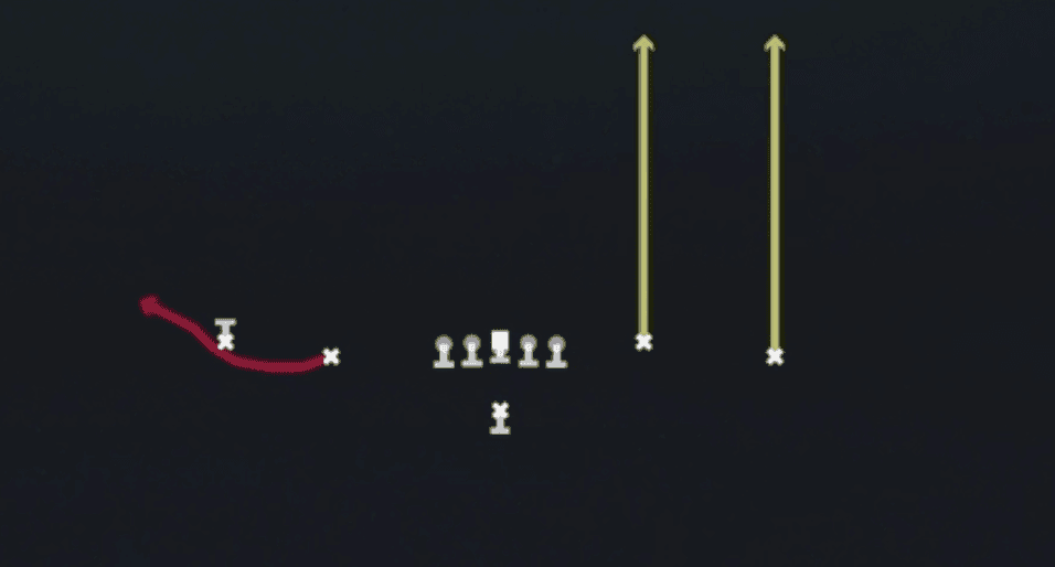 Play diagram for Bubble Screen from Singleback Doubles Y Open in Madden 27