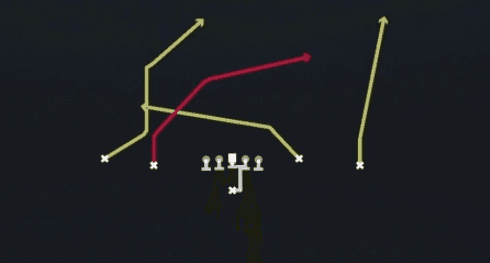 Play diagram for PA Slot Crosses from Singleback Doubles Y Open in Madden 27