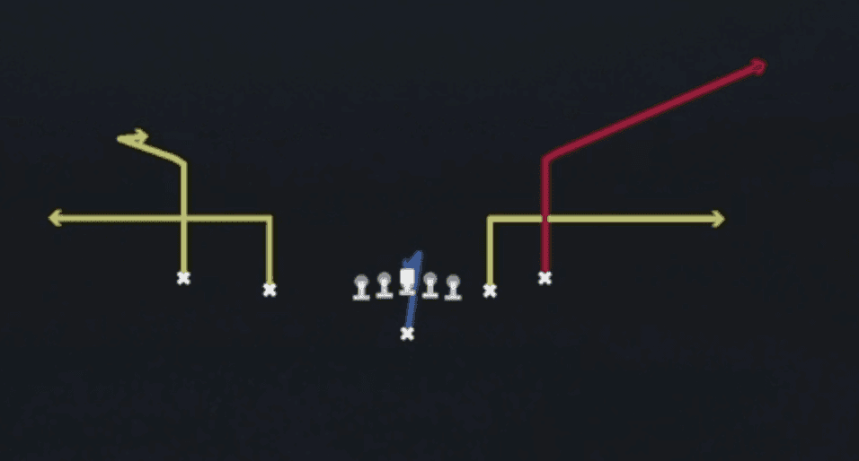 Play diagram for Bench Corner Stop from Singleback Doubles Y-Slot Close in Madden 27
