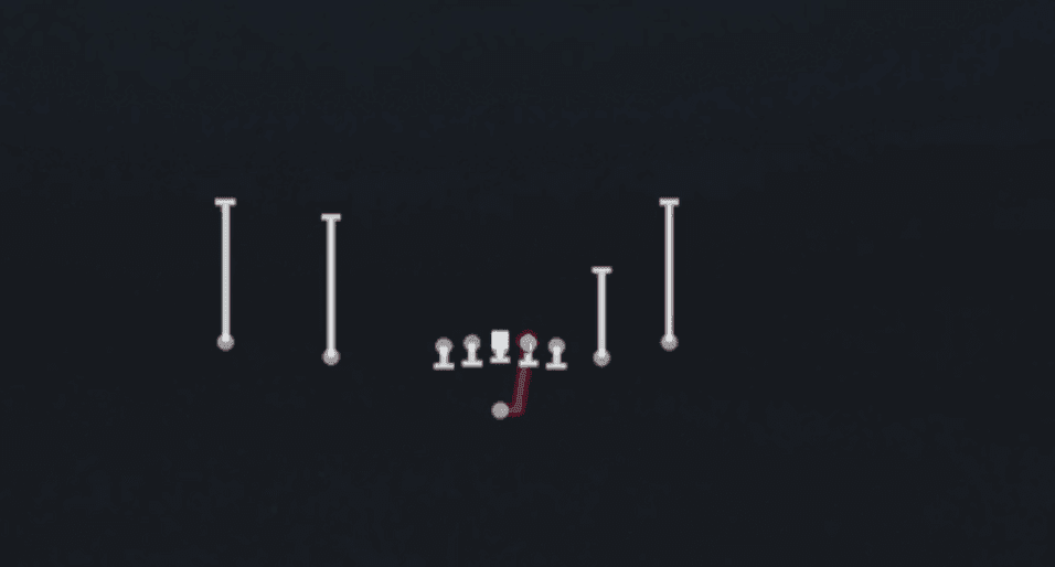 Play diagram for HB Draw from Singleback Doubles Y-Slot Close in Madden 27