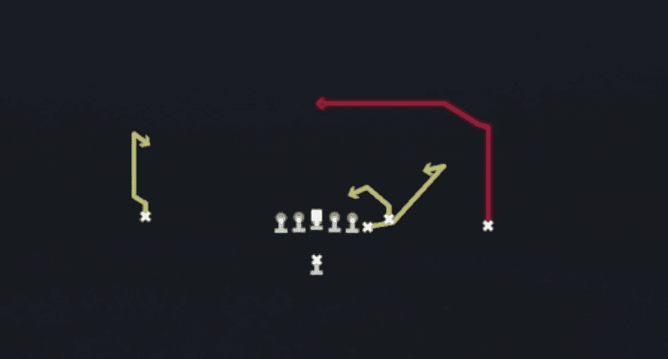 Play diagram for Dig Hi Lo from Singleback East in Madden 27