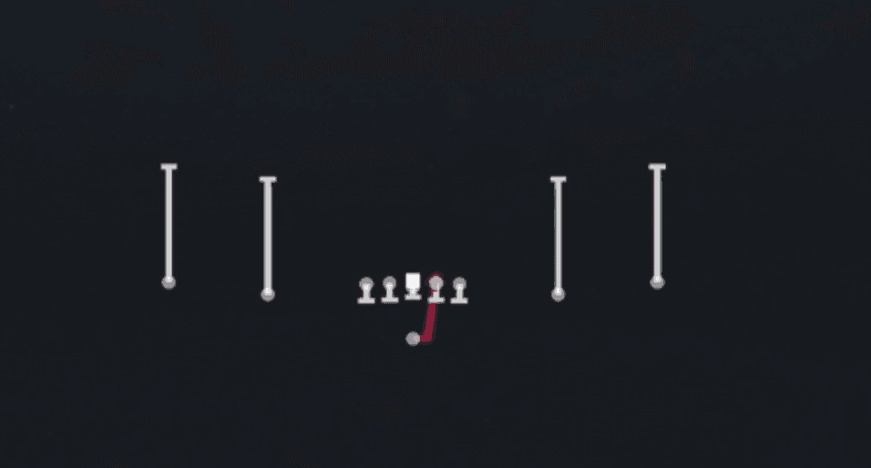 Play diagram for HB Draw from Singleback Spread in Madden 27