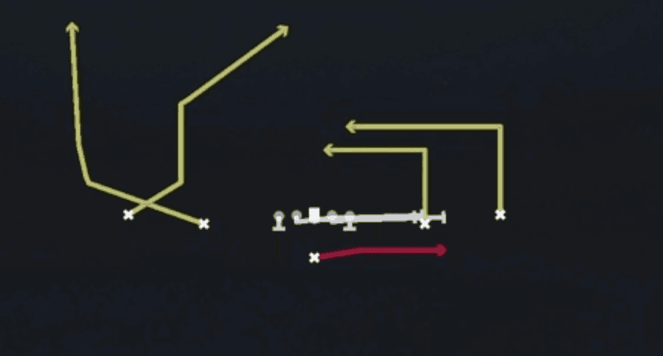 Play diagram for HB Slip Screen from Singleback Spread in Madden 27