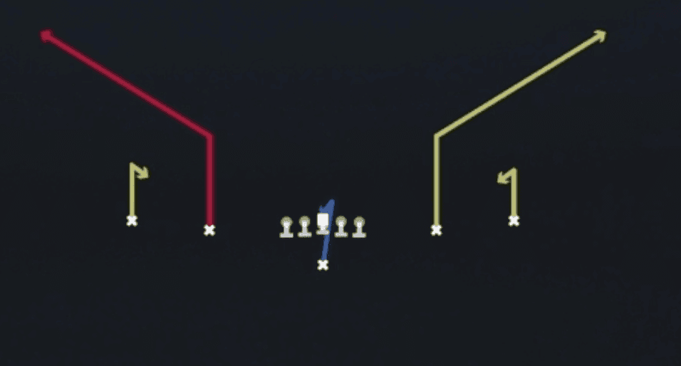 Play diagram for Smash Corners from Singleback Spread in Madden 27