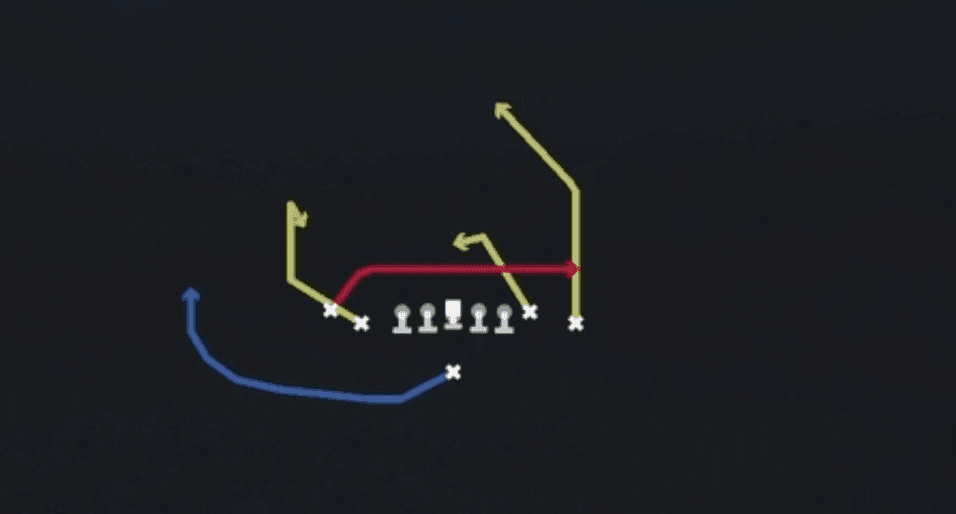Play diagram for Shallow Cross from Singleback Tight Doubles in Madden 27