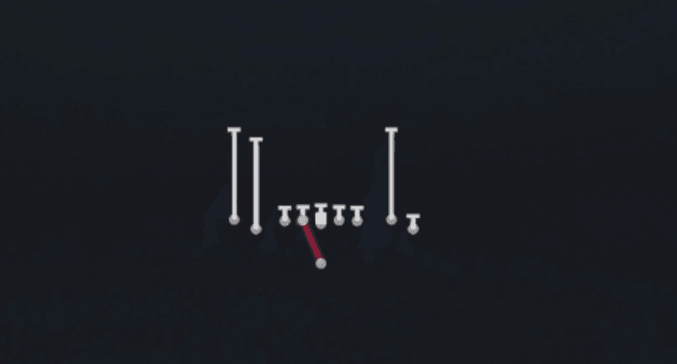 Play diagram for HB Dive from Singleback Tight Flex in Madden 27